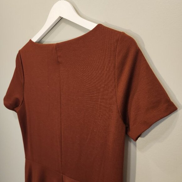 Lands End Cotton Dress Fit and Flare Brown T-Shirt Scoop Neck - Size M(8-10) - Picture 4 of 6